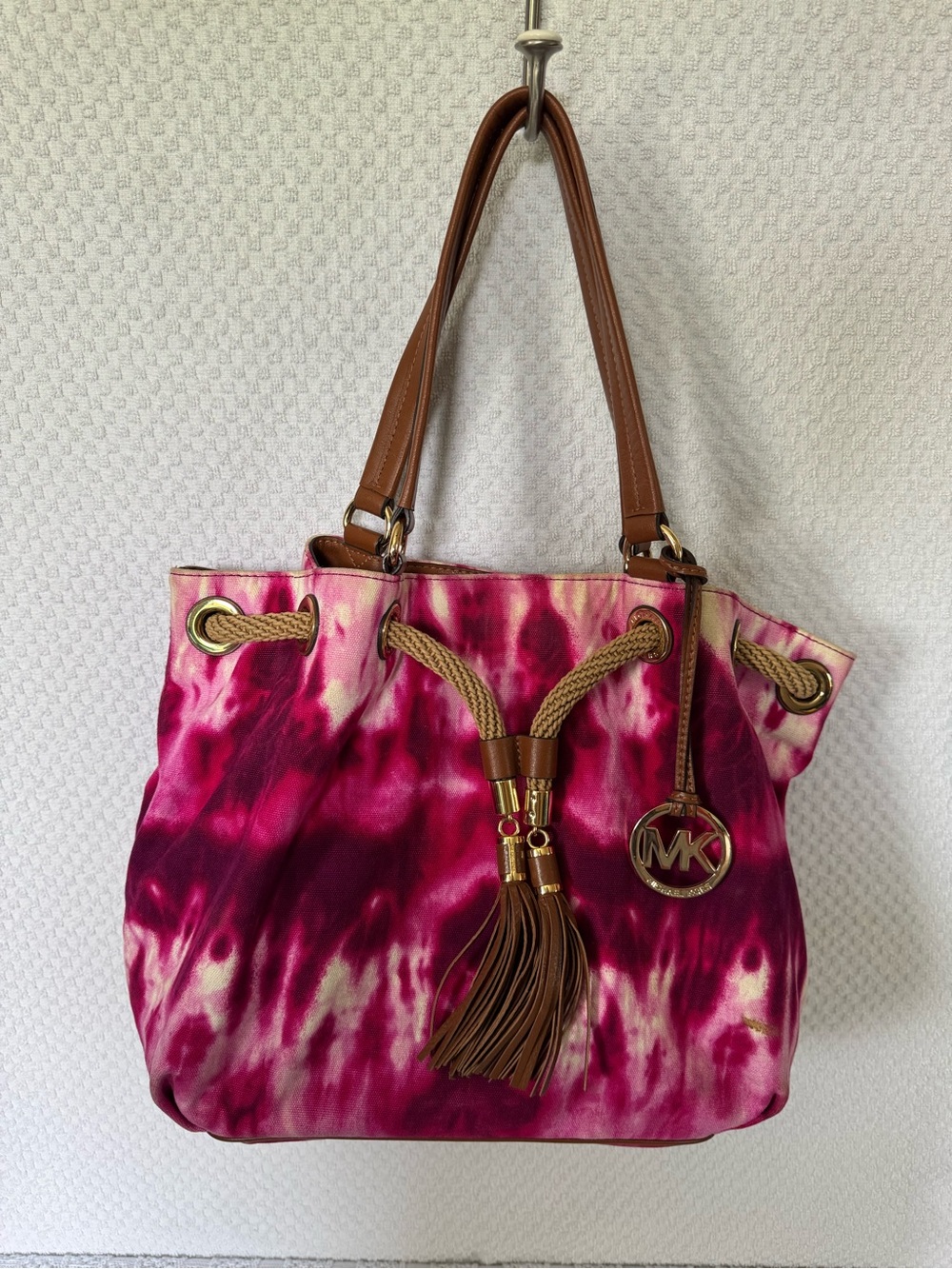 Michael Kors magenta tie dye large tote